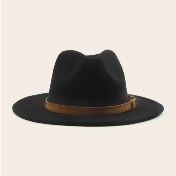 Black trilby hat brown belt boho 825075 - Picture 3 of 7
